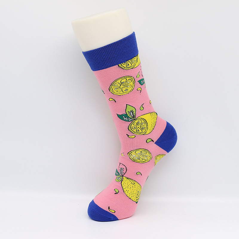 Couple Treasion INS Fruit Lemon Men Women Stockings Casual Cotton Socks